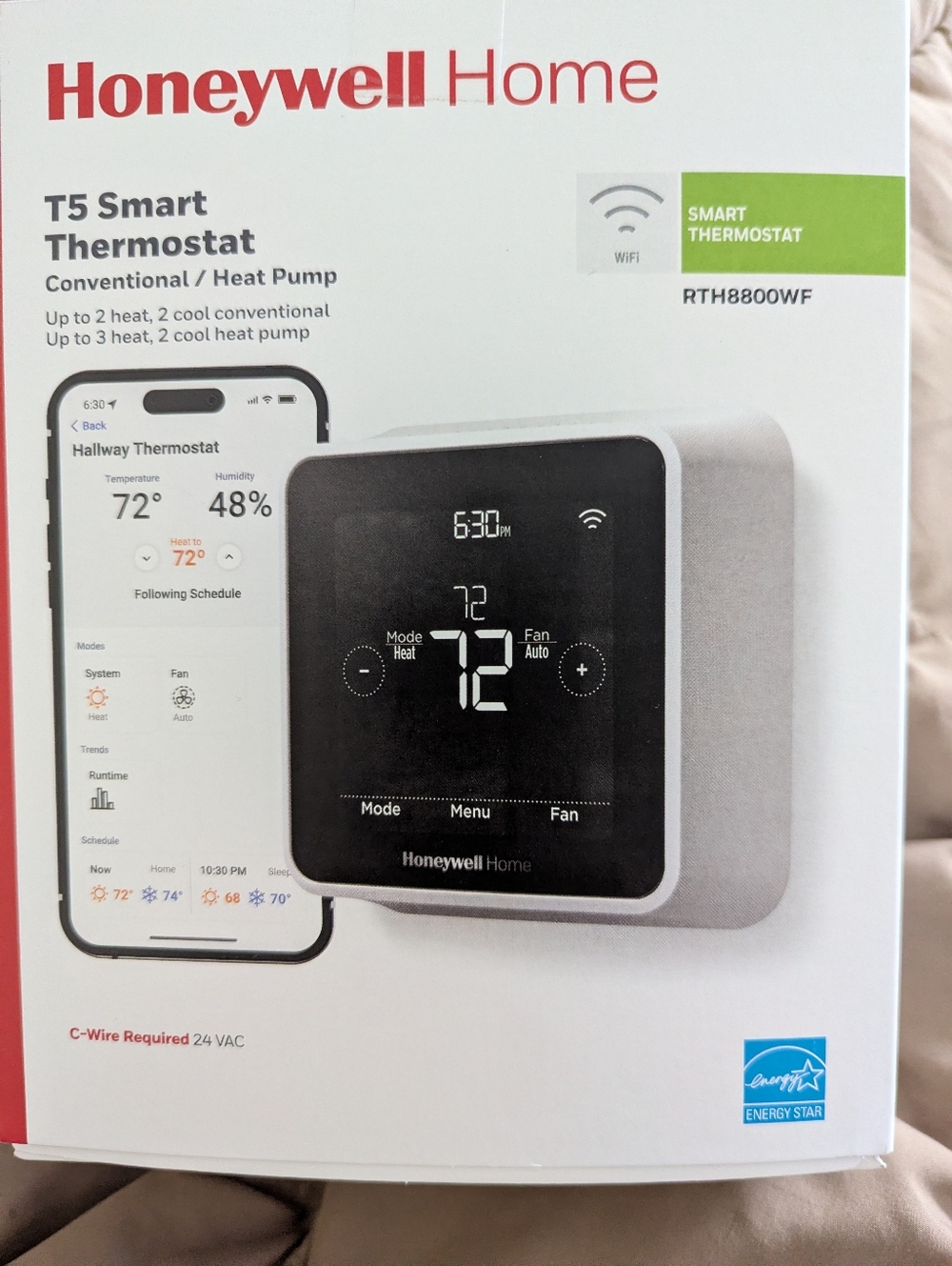 Honeywell Home T5 Smart Thermostat Conventional/Heat Pump RTH8800WF